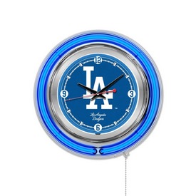 Los Angeles Dodgers Double Neon Wall Clock by Holland Bar Stool, AGS-Clk15MLBLAD Los Angeles Dodgers Double Neon Wall Clock by Holland Bar Stool, AGS-Clk15MLBLAD