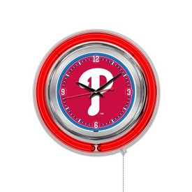 Philadelphia Phillies Double Neon Wall Clock by Holland Bar Stool, AGS-Clk15MLBPhi Philadelphia Phillies Double Neon Wall Clock by Holland Bar Stool, AGS-Clk15MLBPhi
