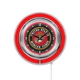 U.S. Marines Double Neon Ring, Logo Clock by Holland Bar Stool Company, ClkMarine U.S. Marines Double Neon Ring, Logo Clock by Holland Bar Stool Company, ClkMarine