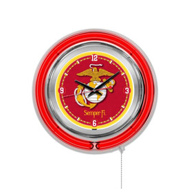 United States Marine Corps (Red/Yellow) Double Neon Wall Clock by Holland Bar Stool Company, AGS-Clk15MarineRY United States Marine Corps (Red/Yellow) Double Neon Wall Clock by Holland Bar Stool Company, AGS-Clk15MarineRY