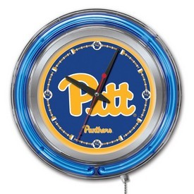 Pitt Double Neon Ring, Logo Clock by Holland Bar Stool Company, ClkPittsb Pitt Double Neon Ring, Logo Clock by Holland Bar Stool Company, ClkPittsb