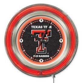 Texas Tech Double Neon Ring, Logo Clock by Holland Bar Stool Company, ClkTXTech Texas Tech Double Neon Ring, Logo Clock by Holland Bar Stool Company, ClkTXTech