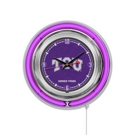 TCU Double Neon Ring, Logo Clock by Holland Bar Stool Company, ClkTexChr TCU Double Neon Ring, Logo Clock by Holland Bar Stool Company, ClkTexChr