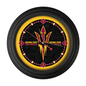 Arizona State University 15" Traditional Wall Clock (Pitchfork) by Holland Bar Stool Co., ClkNL15BKArizSt-F