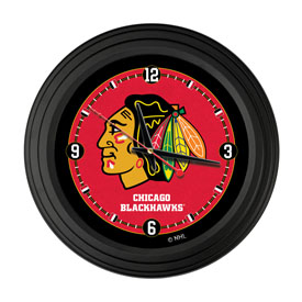 Chicago Blackhawks 15" Traditional Wall Clock by Holland Bar Stool Co., ClkNL15BKChiHwk
