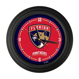 Florida Panthers 15" Traditional Wall Clock by Holland Bar Stool Co., ClkNL15BKFlaPan
