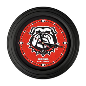 University of Georgia (Bulldog) 15" Wall Clock by Holland Bar Stool Co., ClkNL15BKBKGA-Dog