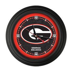 University of Georgia (G) 15" Wall Clock by Holland Bar Stool Co., ClkNL15BKBKGA-G