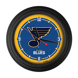 St Louis Blues 15" Traditional Wall Clock by Holland Bar Stool Co., ClkNL15BKSTLBlu