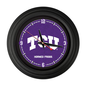Texas Christian University 15" Traditional Wall Clock by Holland Bar Stool Co., ClkNL15BKTexChr