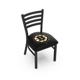 L00418 Black Wrinkle Boston Bruins Stationary Chair with Ladder Style Back by Holland Bar Stool Co., L00418BosBru