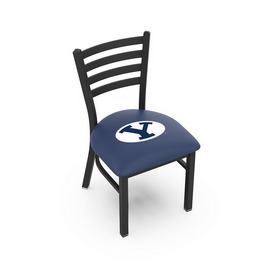 L00418 Black Wrinkle Brigham Young Stationary Chair with Ladder Style Back by Holland Bar Stool Co., L00418BrigYn