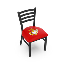 L00418 Marine Corps (Red/Yellow) 18" Chair with Black Wrinkle Finish by Holland Bar Stool Company, L00418MarineRY