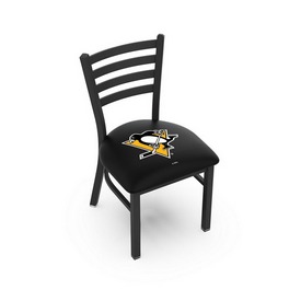 L00418 Black Wrinkle Pittsburgh Penguins Stationary Chair with Ladder Style Back by Holland Bar Stool Co., L00418PitPen