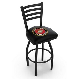 L014 - Black Wrinkle U.S. Marines Swivel Bar Stool with Ladder Style Back by Holland Bar Stool Co., L014Marine L014 - Black Wrinkle U.S. Marines Swivel Bar Stool with Ladder Style Back by Holland Bar Stool Co., L014Marine