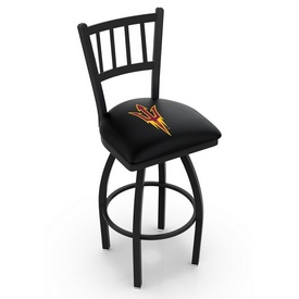 L018 - Black Wrinkle Arizona State Swivel Bar Stool with Jailhouse Style Back and Pitchfork Logo by Holland Bar Stool Co., L018ArizSt-F