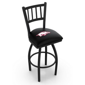 L018 - Black Wrinkle Arkansas Swivel Bar Stool with Jailhouse Style Back by Holland Bar Stool Co., L018ArknUn