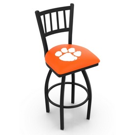 L018 - Black Wrinkle Clemson Swivel Bar Stool with Jailhouse Style Back by Holland Bar Stool Co., L018Clmson