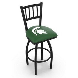 L018 - Black Wrinkle Michigan State Swivel Bar Stool with Jailhouse Style Back by Holland Bar Stool Co., L018MichSt L018 - Black Wrinkle Michigan State Swivel Bar Stool with Jailhouse Style Back by Holland Bar Stool Co., L018MichSt