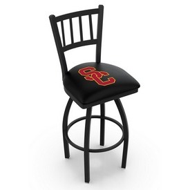 L018 - Black Wrinkle USC Trojans Swivel Bar Stool with Jailhouse Style Back by Holland Bar Stool Co.