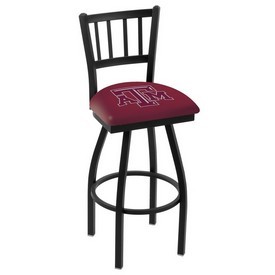 L018 - Black Wrinkle Texas A&M Swivel Bar Stool with Jailhouse Style Back by Holland Bar Stool Co., L018TexA-M L018 - Black Wrinkle Texas A&M Swivel Bar Stool with Jailhouse Style Back by Holland Bar Stool Co., L018TexA-M
