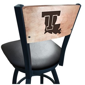 L038 -Black Wrinkle Louisiana Tech Swivel Bar Stool with Laser Engraved Back by Holland Bar Stool Co., L038BWMedMplALaTech L038 -Black Wrinkle Louisiana Tech Swivel Bar Stool with Laser Engraved Back by Holland Bar Stool Co., L038BWMedMplALaTech