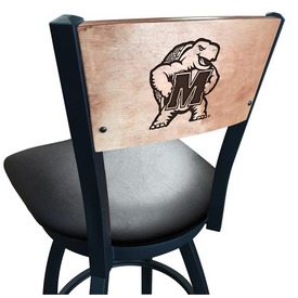 L038 -Black Wrinkle Maryland Swivel Bar Stool with Laser Engraved Back by Holland Bar Stool Co., L038BWMedMplAMrylnd L038 -Black Wrinkle Maryland Swivel Bar Stool with Laser Engraved Back by Holland Bar Stool Co., L038BWMedMplAMrylnd