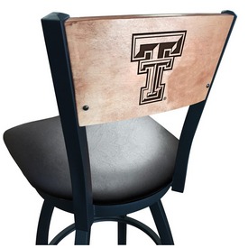 L038 -Black Wrinkle Texas Tech Swivel Bar Stool with Laser Engraved Back by Holland Bar Stool Co., L038BWMedMplATXTech