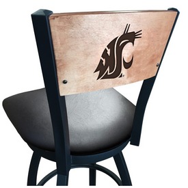 L038 -Black Wrinkle Washington State Swivel Bar Stool with Laser Engraved Back by Holland Bar Stool Co., L038BWMedMplAWashSt L038 -Black Wrinkle Washington State Swivel Bar Stool with Laser Engraved Back by Holland Bar Stool Co., L038BWMedMplAWashSt