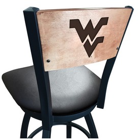 L038 -Black Wrinkle West Virginia Swivel Bar Stool with Laser Engraved Back by Holland Bar Stool Co., L038BWMedMplAWestVA L038 -Black Wrinkle West Virginia Swivel Bar Stool with Laser Engraved Back by Holland Bar Stool Co., L038BWMedMplAWestVA