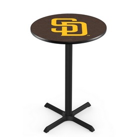 L211 San Diego Padres Pub Table with Black Wrinkle Finish by HBS, AGS-L211B3630MLBSDP L211 San Diego Padres Pub Table with Black Wrinkle Finish by HBS, AGS-L211B3630MLBSDP
