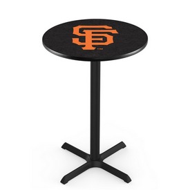 L211 San Francisco Giants Pub Table with Black Wrinkle Finish by HBS, AGS-L211B3630MLBSFG L211 San Francisco Giants Pub Table with Black Wrinkle Finish by HBS, AGS-L211B3630MLBSFG