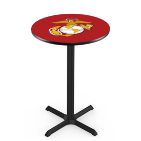 L211 United States Marine Corps (Red/Yellow) Pub Table with Black Wrinkle Finish by Holland Bar Stool Company, AGS-L211B3630MarineRY L211 United States Marine Corps (Red/Yellow) Pub Table with Black Wrinkle Finish by Holland Bar Stool Company, AGS-L211B3630MarineRY