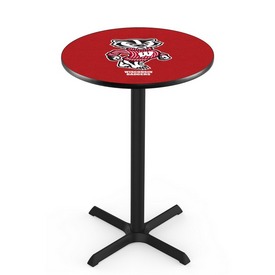 L211 - Black Wrinkle Wisconsin Badger Pub Table by Holland Bar Stool Co.