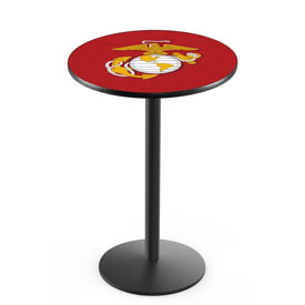 L214 United States Marine Corps (Red/Yellow) Pub Table with Black Wrinkle Finish by Holland Bar Stool Company, AGS-L214B3630MarineRY L214 United States Marine Corps (Red/Yellow) Pub Table with Black Wrinkle Finish by Holland Bar Stool Company, AGS-L214B3630MarineRY