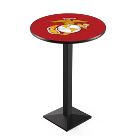 L217 United States Marine Corps (Red/Yellow) Pub Table with Black Wrinkle Finish by Holland Bar Stool Company, AGS-L217B3630MarineRY L217 United States Marine Corps (Red/Yellow) Pub Table with Black Wrinkle Finish by Holland Bar Stool Company, AGS-L217B3630MarineRY