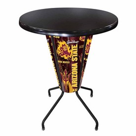 L218 Arizona State University 42" Tall - 36" Indoor/Outdoor Black Steel Top Lighted Pub Table with Black Wrinkle Finish, L218B42ArizStOD36RBlkStl