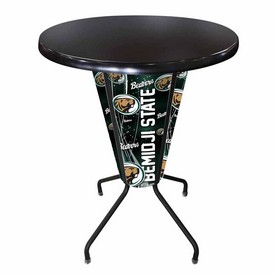 L218 Bemidji State University 42" Tall - 36" Indoor/Outdoor Black Steel Top Lighted Pub Table with Black Wrinkle Finish, L218B42BmijStOD36RBlkStl