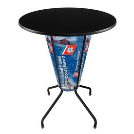 L218 United States Coast Guard 42" Tall - 36" Indoor/Outdoor Black Steel Top Lighted Pub Table with Black Wrinkle Finish, L218B42CstGrdOD36RBlkStl