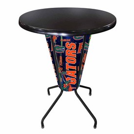 L218 University of Florida 42" Tall - 36" Indoor/Outdoor Black Steel Top Lighted Pub Table with Black Wrinkle Finish, L218B42FlorUnOD36RBlkStl