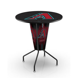 L218 Arizona Diamondbacks 42" Tall - 36" Indoor Logo Top Lighted Pub Table with Black Wrinkle Finish, L218B42MLBAri36RMLBAri