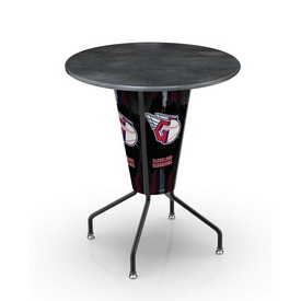 L218 Cleveland Guardians 42" Tall - 36" Indoor/Outdoor Black Steel Top Lighted Pub Table with Black Wrinkle Finish, L218B42MLBCleOD36RBlkStl