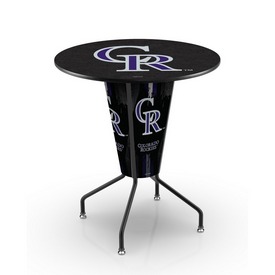 L218 Colorado Rockies 42" Tall - 36" Indoor Logo Top Lighted Pub Table with Black Wrinkle Finish, L218B42MLBCol36RMLBCol