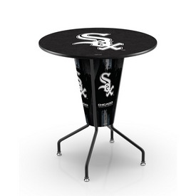 L218 Chicago White Sox 42" Tall - 36" Indoor Logo Top Lighted Pub Table with Black Wrinkle Finish, L218B42MLBWSx36RMLBWSx