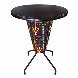 L218 Virginia Military Institute 42" Tall - 36" Indoor/Outdoor Black Steel Top Lighted Pub Table with Black Wrinkle Finish, L218B42VAMilIOD36RBlkStl
