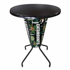 L218 University of Vermont 42" Tall - 36" Indoor/Outdoor Black Steel Top Lighted Pub Table with Black Wrinkle Finish, L218B42VermntOD36RBlkStl