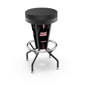 Lighted Louisiana-Lafayette Swivel Bar Stool By Holland Bar Stool Co., L500030LA-LafBlkVinyl