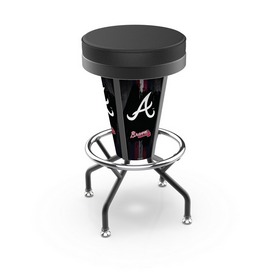 L5000 Atlanta Braves 30" Lighted Bar Stool with Black Wrinkle Finish by Holland Bar Stool Co., L500030MLBAtlBlkVinyl