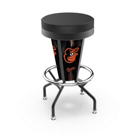 L5000 Baltimore Orioles 30" Lighted Bar Stool with Black Wrinkle Finish by Holland Bar Stool Co., L500030MLBBalBlkVinyl