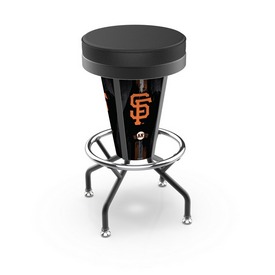 L5000 San Francisco Giants 30" Lighted Bar Stool with Black Wrinkle Finish by Holland Bar Stool Co., L500030MLBSFGBlkVinyl